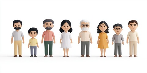 Obraz premium A diverse group of stylized characters representing different ages and backgrounds.