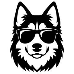 Siberian husky dog vector silhouette on a white background