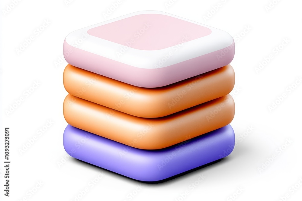 Poster application icon represented as a single bold symbol, with clean lines and vibrant gradients, placed