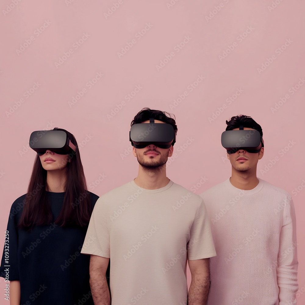 Aufkleber virtual reality language lesson with 3d avatars in simple classroom concept