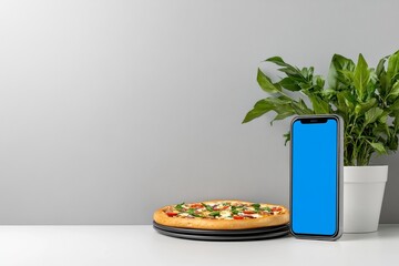 Application on a phone for a food delivery service, showing menu options and an order summary