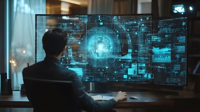 A collaborative session on blockchain implementation with 3D holographic trustless systems and 2D glowing validation metrics. 4k resolution, Cinematic Scene