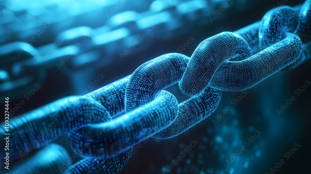 Poster A professional presenting 3D glowing blockchain-based intellectual property systems with 2D analytics. 4k resolution, Cinematic Scene