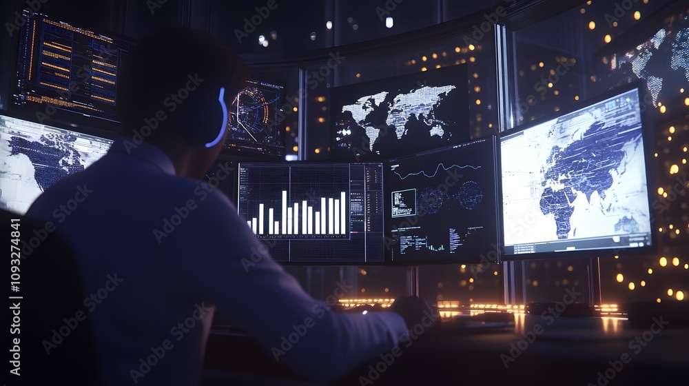 Poster A professional using 3D glowing workforce analytics paired with 2D visual summaries of performance. 4k resolution, Cinematic Scene
