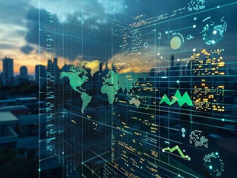 Environmental Stakeholders Discussing Sustainability Initiatives and Green Energy Data Visualizations - Powered by Adobe