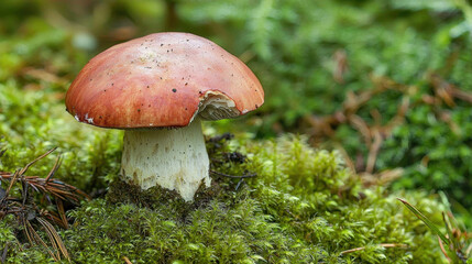  Mushroom Growing in Forest Moss, nature, growth