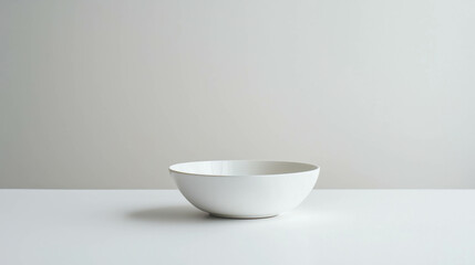 Fototapeta premium Minimalist White Bowl in Neutral Setting, simplicity, elegance