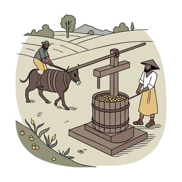 Print the ghani with oxen vector