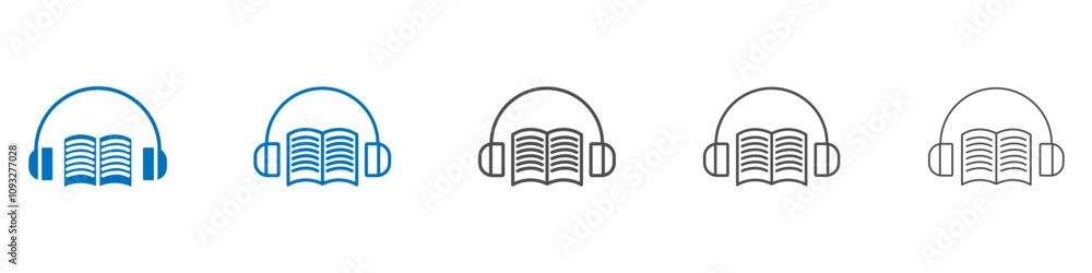 Poster audio book icon vector set collection for web