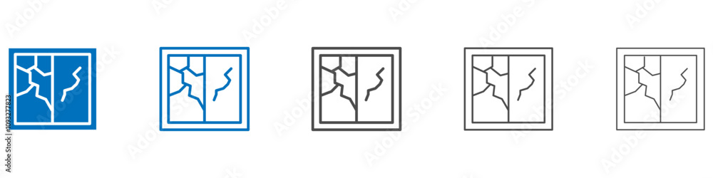 Poster broken window icon vector set collection for web