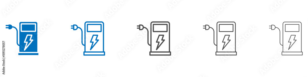 Poster charging station icon vector set collection for web