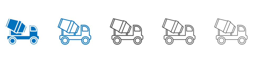 Cement mixers icon vector set collection for web