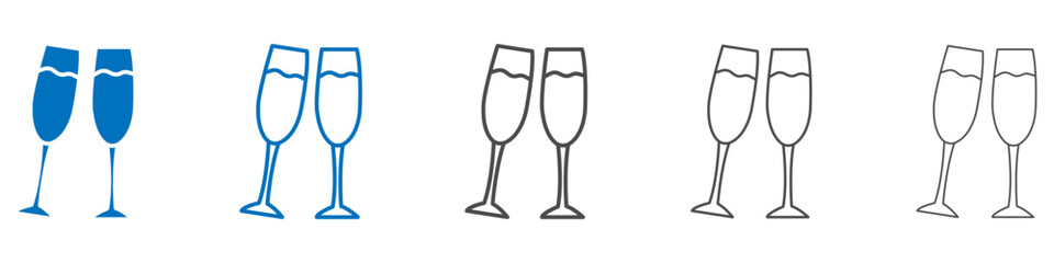 Champagne glasses icon vector set collection for web