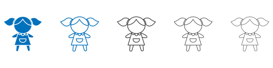 Doll icon vector set collection for web