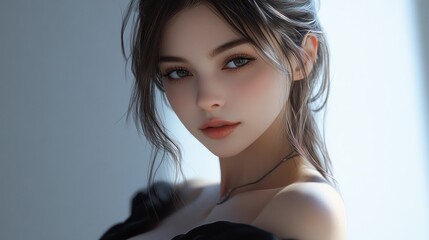Fototapeta premium Stunning Digital Portrait of a Young Woman