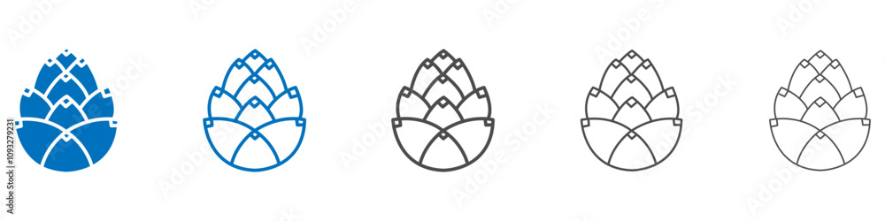 Poster fir cone icon vector set collection for web
