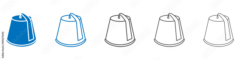 Poster fez hat icon vector set collection for web