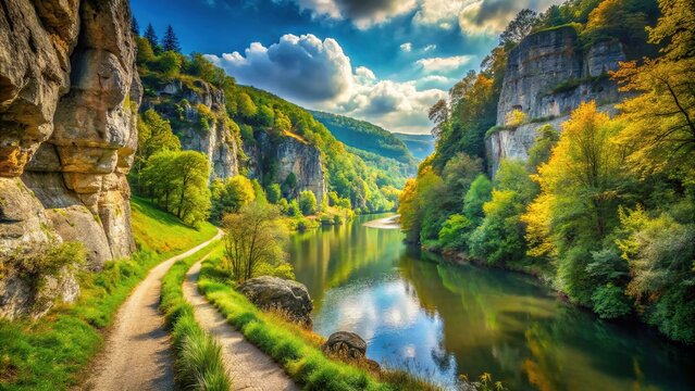 Hiking Trail Germany Gorge River Valepp Scenic Landscape