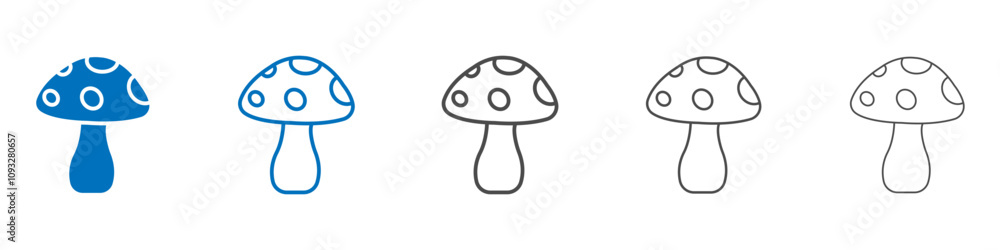Poster mushrooms icon vector set collection for web