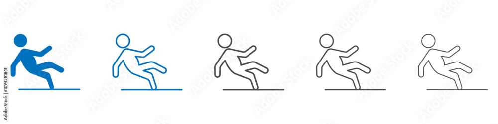 Poster slippery floor icon vector set collection for web