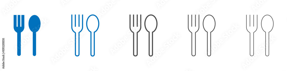 Poster spoon and fork icon vector set collection for web