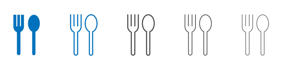 Spoon and fork icon vector set collection for web