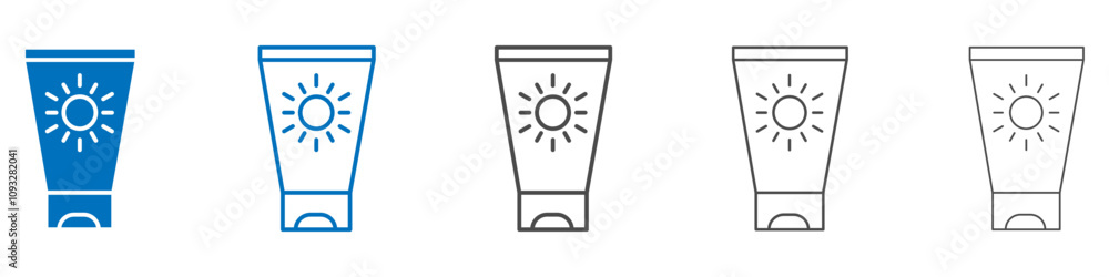Poster sun cream icon vector set collection for web