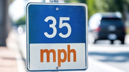 Speed limit sign displaying 35 mph on a rural road, emphasizing the importance of adhering to traffic regulations for safety and compliance.