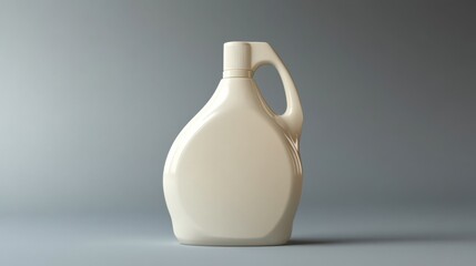 White Plastic Bottle with Handle Isolated on Gray Background for Cleaning Products, Detergents, and Household Supplies in Modern Design