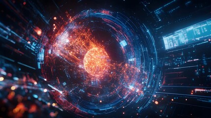 A team brainstorming in an AI-powered environment, with 3D glowing innovation paths and 2D task progress visuals. 4k resolution, Cinematic Scene