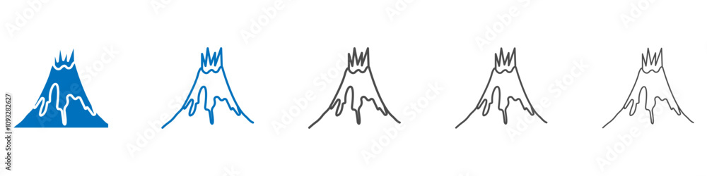 Poster volcano eruption icon vector set collection for web