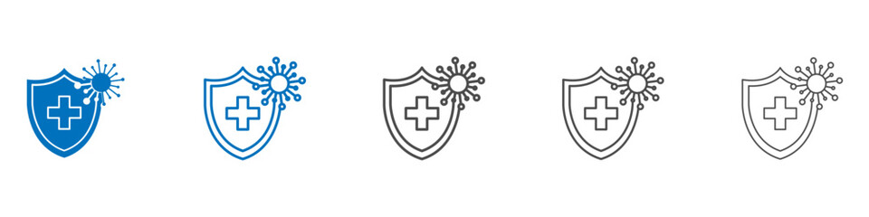 Virus protection shield icon vector set collection for web