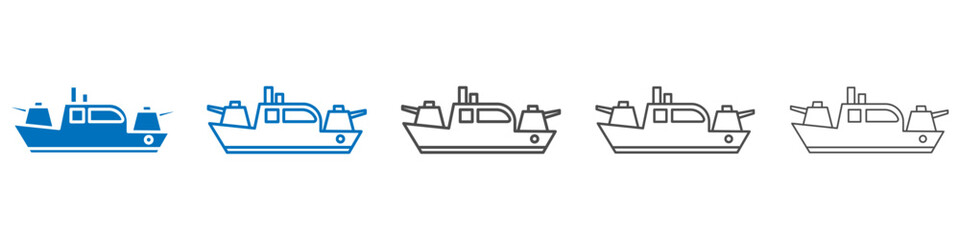 Warship icon vector set collection for web