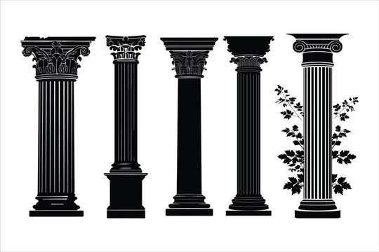 Pillar Silhouette Bundle Set, Roman Pillar Silhouette Bundle, Column Silhouette Wall
