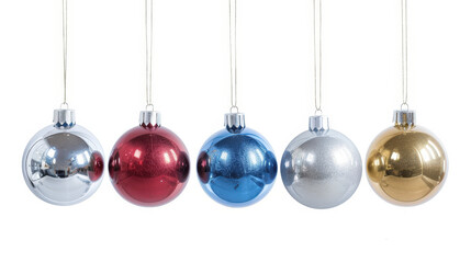 colorful christmas balls on white background