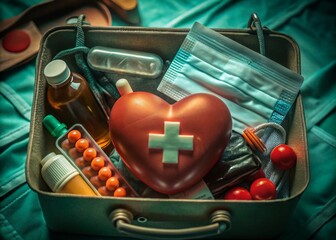 First Aid Kit with Medical Supplies generative ai