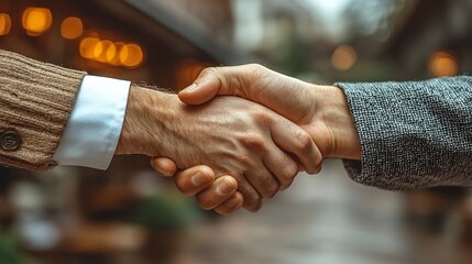 Corporate Partners Handshaking Over Digital Contract to Raise Capital for Expansion