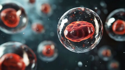 Beauty, medical and makeup themed background illustration of biological 3D cell structure.