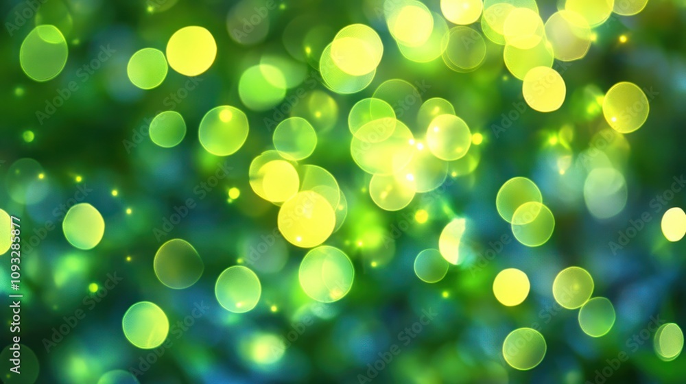 Poster a visually appealing banner showcasing a vibrant spring background with a multitude of green bokeh l