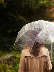 Personne de dos avec parapluie sous la pluie en automne