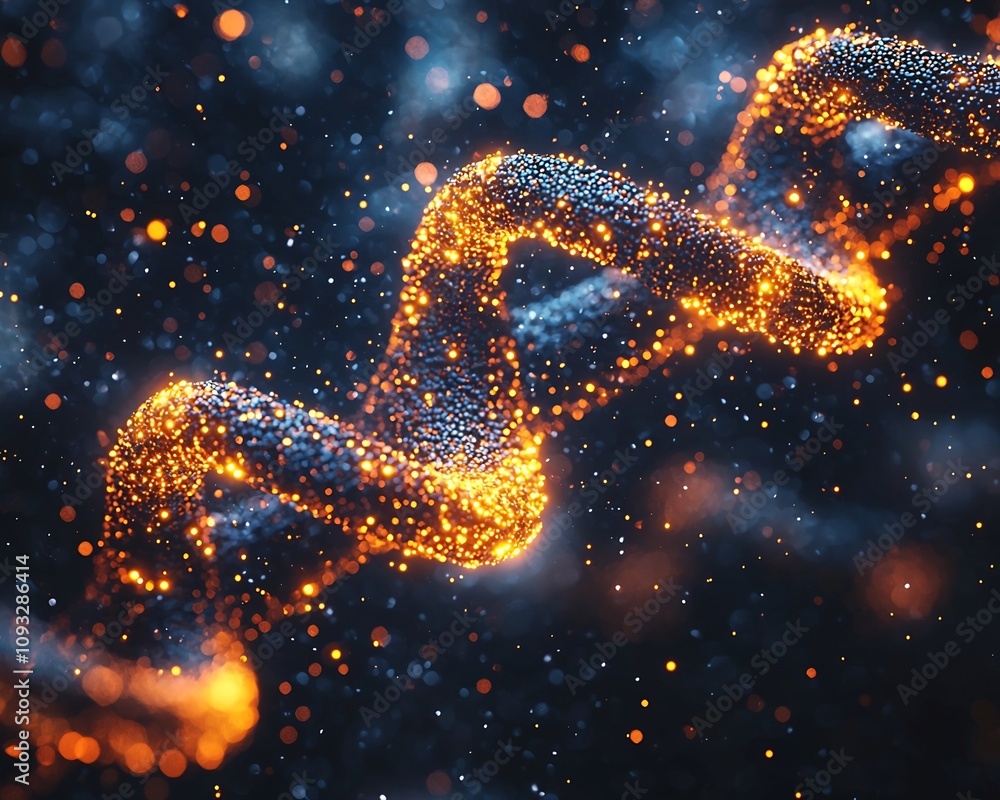 Poster glowing dna strand representing gigabytes of stored digital data minimalist concept