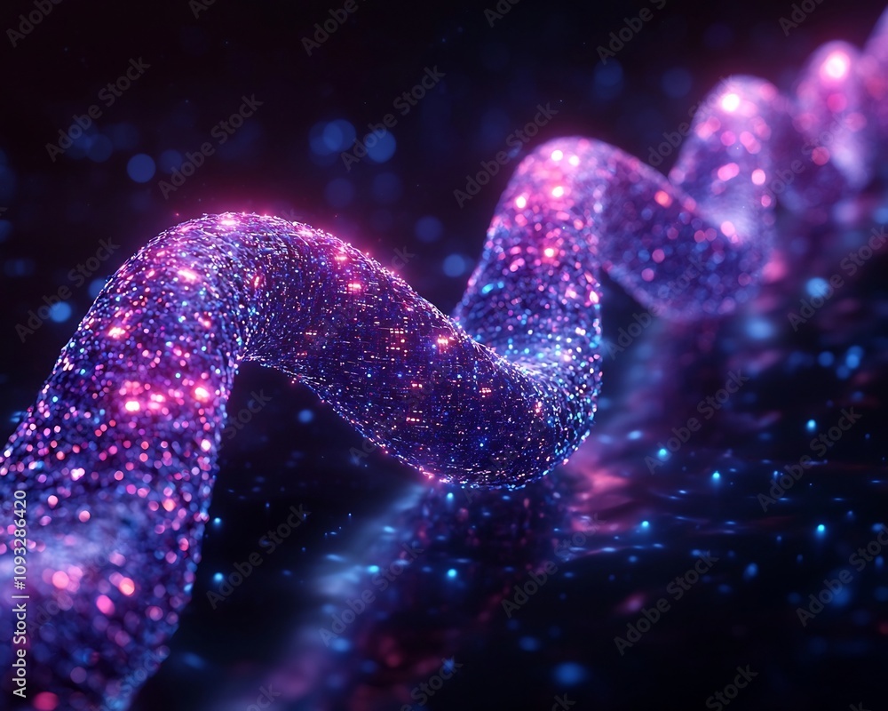 Poster glowing dna strand representing gigabytes of stored digital data on minimalist background
