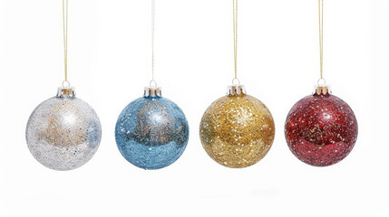 colorful christmas balls on white background