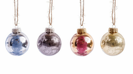 colorful christmas balls on white background