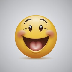 Fototapeta premium A Delightfully Happy and Joyful Smiley Face: A Vibrant 3D Render of a Smiling Emoji Expressing Pure Happiness and Positive Emotions, Perfect for Representing Cheerfulness and Good Moods
