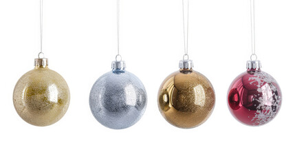 colorful christmas balls on white background