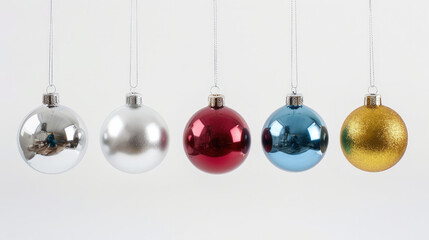 colorful christmas balls on white background