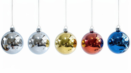 colorful christmas balls on white background
