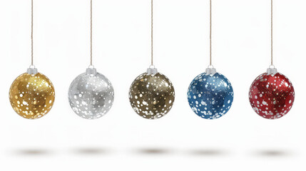 colorful christmas balls on white background