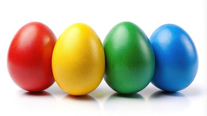 Panoramic Eggs, Four Colors, White Background, AI Photography